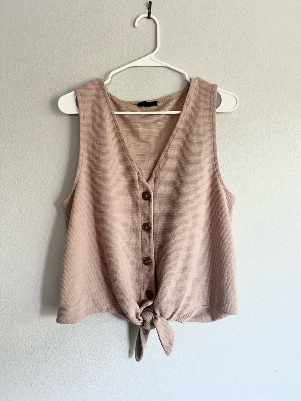 J Crew Tan Button Front Tie Tank, L
